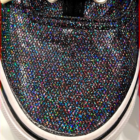 Vans Classics Black Iridescent Glitter Lace Up Sneakers NWT - Picture 7 of 9